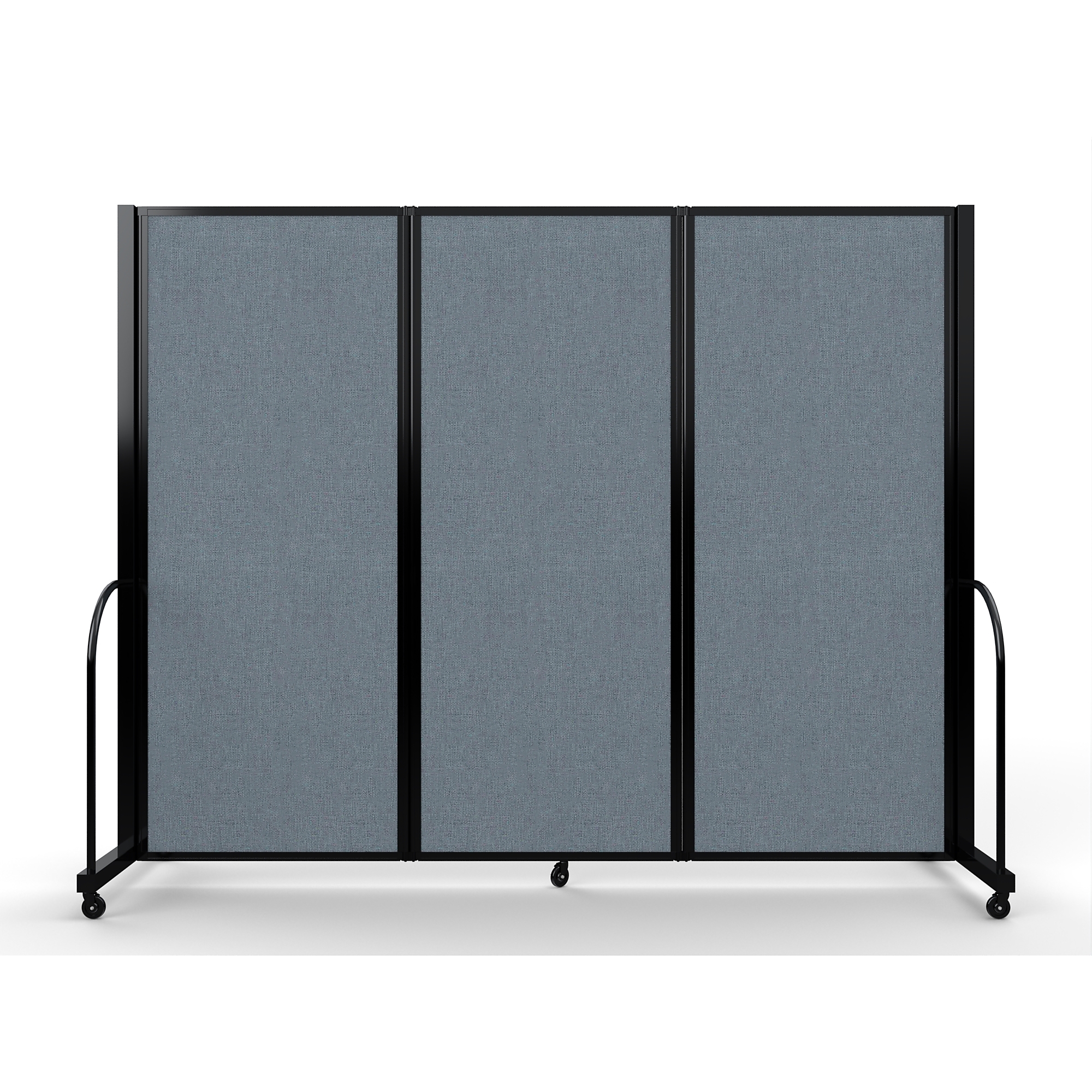Screenflex Full Motion Divider, 6'10" x 8'7", Black Frame, Summer Blue